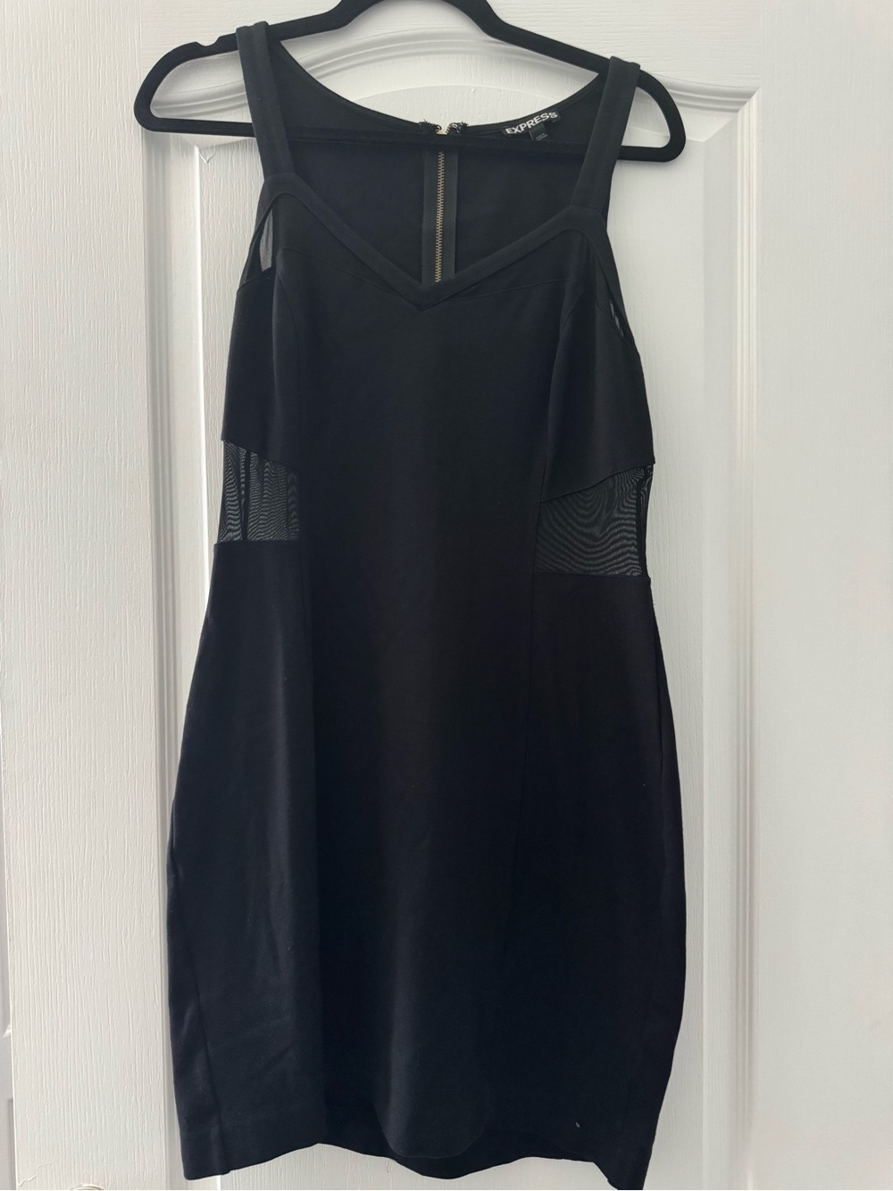 Express Black Mesh-Inset Sheath Dress